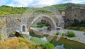 Historic medieval bridge at Lagrasse Languedoc