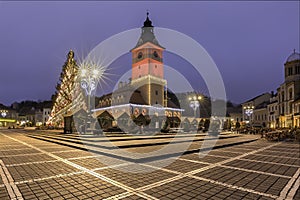 Historic medieval city of Brasov, Transylvania, Romania, in the winter. December 6th, 2015.