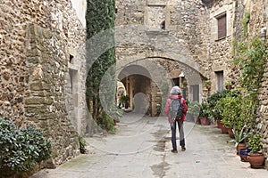 Historic medieval village of Monells. Girona, Costa Brava. Catalunya. Spain photo