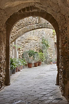 Historic medieval village of Monells. Girona, Costa Brava. Catalunya. Spain photo