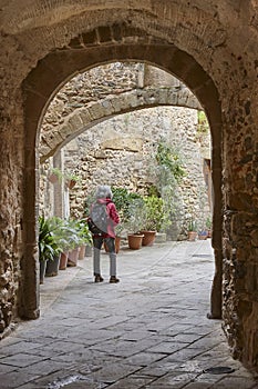 Historic medieval village of Monells. Girona, Costa Brava. Catalunya. Spain photo