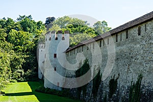 Historic medievil castle with tower in summer