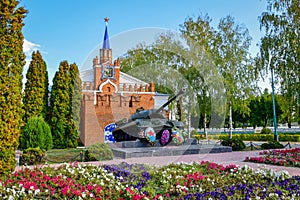 Historic memorial square in Lev Tolstoy city