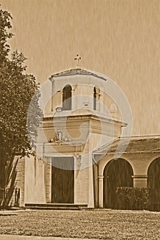 Historic Mission Refugio Texas Lithograph photo