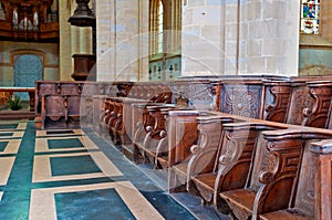 Historic and monumental church bench photo