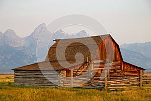 Historic Mormon Row barn near Jackson Hole, Wyoming USA