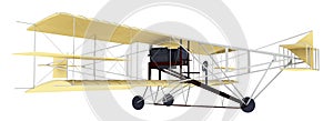 Historic motor plane from 1911 isolated from white background