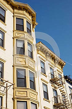 Historic multistory building with bay windows