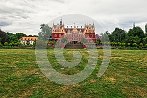 Historic muskau castle of pueckler in saxony germany