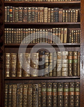 Historic old books in old library