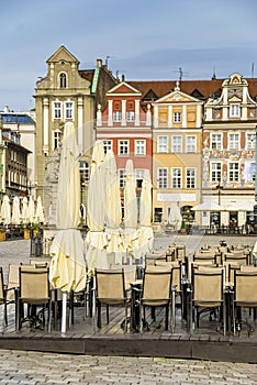 Historic old town market colorful building in Poznan