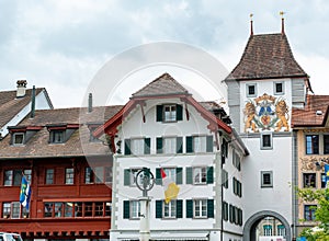 Historic old town of Willisau in canton Lucerne with city gate