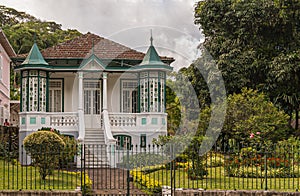 Historic older villa in its garden, Petropolis, Brazil
