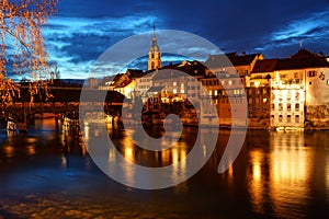 Historic Olten in Switzerland at night