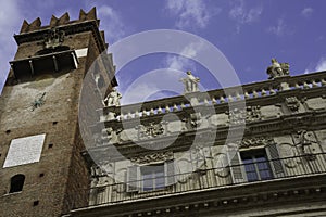 Historic palace in Piazza delle Erbe, Verona, Italy