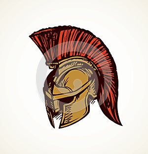 Spartan helmet. Vector drawing photo