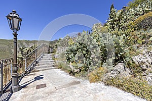 Historic path of Saracens in mountains between Taormina and Castelmola, along the slope of Monte Tauro, Sicily Italy