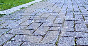 historic pavement of the streets in the center of Matera, European Capital of Culture 2019, shot from below, concept of cultural