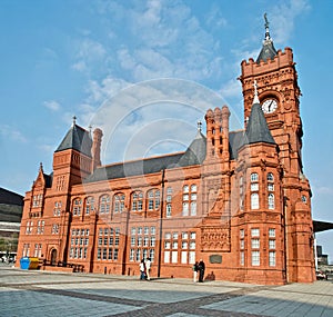 The historic Pierhead building at Mermaid Quay in Cardiff.