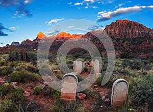 Historic pioneer cemetery in Springdale, Utah photo