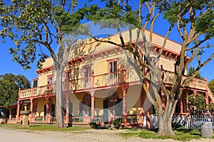 Historic Plaza Hall at Plaza Square in San Juan Bautista near Monterey, Big Sur, California