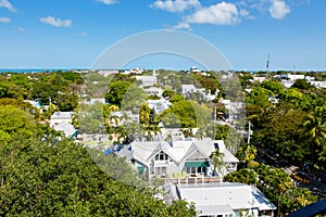He historic and popular center and Duval Street in downtown Key West. Beautiful small town in Florida, United States of