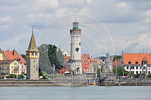 Historic port of Lindau at lake constance