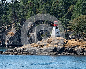 Historic Portlock Point Lighthouse, on Prevost Island in the Gulf Islands, British Columbia, Canada