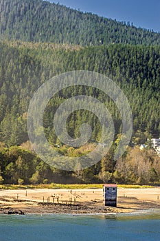 Historic pumphouse of the former Treadwell Mine. Douglas Island, Juneau, Alaska.