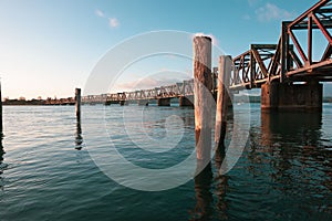 Historic railway bridge across Tauranga harbour