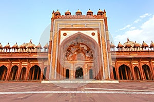 Historic red sandstone Jama Masjid mosque at Fatehpur Sikri at Agra India