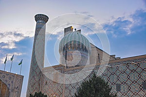 Historic Registan square with three madrasahs: Ulugh Beg, Samarkend, Uzbekistan