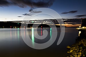 Historic and Restored Railroad Bridge - Sunset - Hudson River - New York