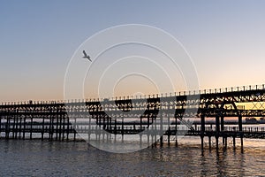 Historic Rio Tinto Pier by sunset in Huelva