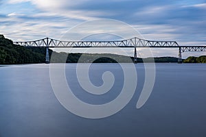 Historic Rip Van Winkle cantilever truss bridge - Sunset - Hudson River - New York