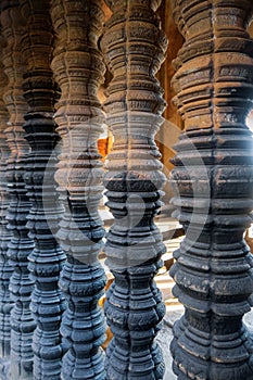 Historic rock carved spindles at Angkor wat temple, Amazing architecture built in 11th century