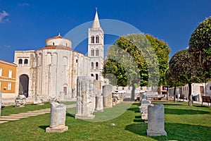 Historic roman artefacts on Zadar square