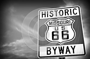 Historic route 66 highway sign in Missouri USA