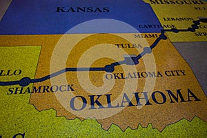 Historic route 66 map made from mosaic/ Mosaic floor with map design