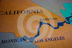 Historic route 66 map made from mosaic/ Mosaic floor with map design