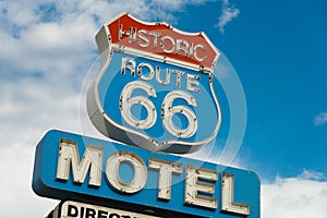 Historic route 66 motel sign in California