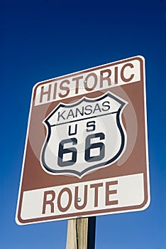 Historic Route 66 sign in Kansas