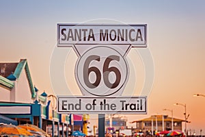 Historic Route 66 sign at Santa Monica California