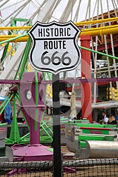 Historic Route 666. Satan`s Highway Sign. Highway 666. The Road to HELL! No Stop Signs, No Speed Limit.