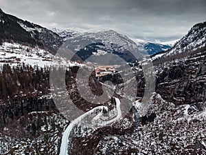 Historic route along Skjervet and Skjervsfossen waterfall in Hordaland County, Norway