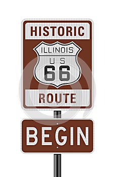 Historic Route 66 begin road sign photo