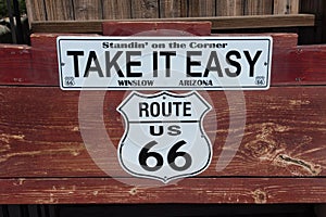 Historic Route 66 sign, Winslow, Arizona photo