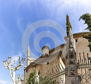 Historic Royal Church of Soller Captured Against the Serene Blue Sky