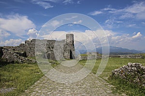Historic ruins in Rozafa Castle in Shkoder, Albania