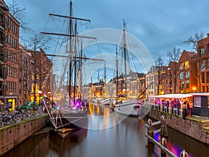 Historic sailing ships at the annual Winterwelvaart festival